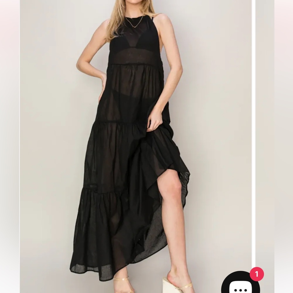 HYFVE Black Semi Sheer Dress Coverup